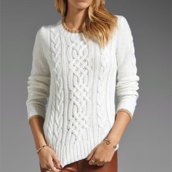Trina Turk Sweaters - Trina Turk Wool Long Sleeves Cable Knit Sweater